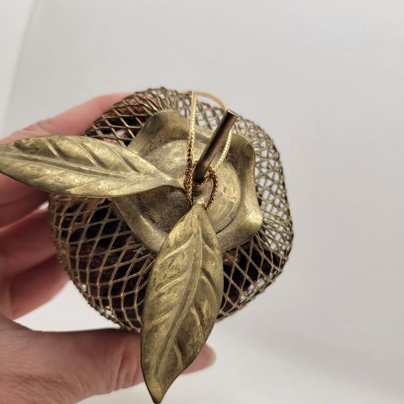 Vintage Gold Brass Apple Potpourri Ornament Natural Air Freshener - Picture 7 of 9